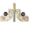 5" Brown Marble Arched Curved Bookends with Black Orbs, 2ct